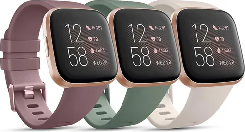 Vista 22 de PAQUETE DE 3 Bandas de Silicona Suave Compatibles con Fitbit Versa Bandas Deportivas Ajustables para Mujeres y Hombres Tallas Pequeña y Grande