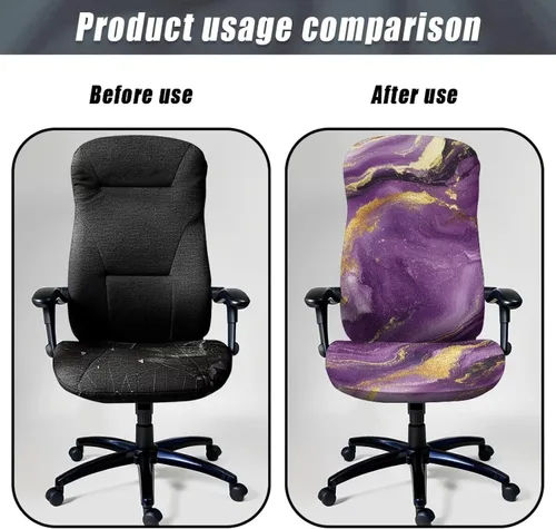 Vista 4 de Funda para silla de oficina de mármol morado, lavable, funda para silla de escritorio, fundas para silla de computadora para silla giratoria, silla