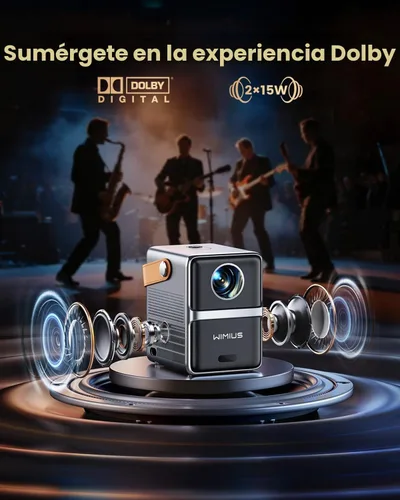 Vista 4 de Mini Proyector Inteligente con WiFi y Bluetooth【Compatible con Netflix/Portátil/4K Compatible】Audio Dolby, Keystone Automático y Enfoque Eléctrico