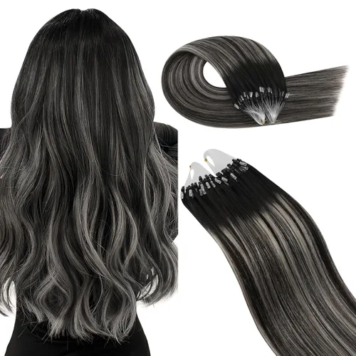 Vista 48 de Ugeat - Extensiones de cabello humano con microanillo, 14 pulgadas, extensiones de cabello Remy con microcuentas de 1 gm/hebra, 50 gms, extensiones