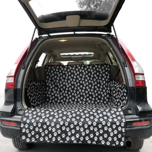 Vista 6 de Forro de carga para maletero de perro para mascotas, funda de asiento Oxford para automóvil, SUV, tapete impermeable para perros y gatos, accesorios