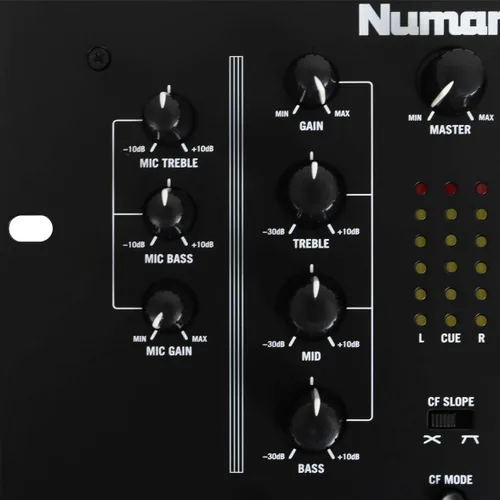 Vista 7 de Numark M2 - Mezclador DJ de 2 canales para scratch, montable en rack con ecualizador de 3 bandas, entrada de micrófono y crossfader reemplazable