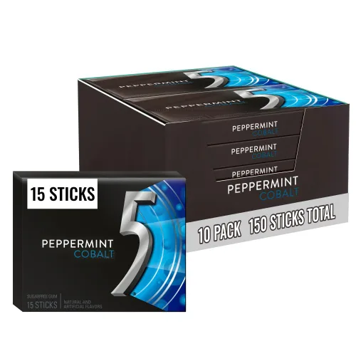 Vista 13 de 5 GUM React Mint Goma de Mascar sin Azúcar Paquete Grande (10 paquetes x 15 palitos) Sabor Intenso y de Larga Duración