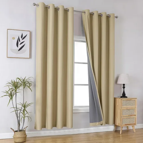 Vista 76 de Joydeco - Juego de 2 paneles de cortinas opacas de 63 pulgadas, 2 cortinas largas con aislamiento térmico burg, cortinas de oscurecimiento