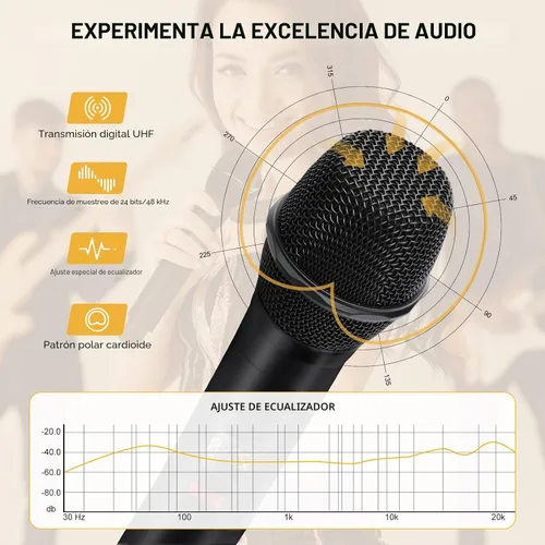 Vista 2 de MELONARE Sistema de micrófono inalámbrico de 4 canales, juego de micrófono inalámbrico UHF para montaje en rack con 4 frecuencias de 10, rango