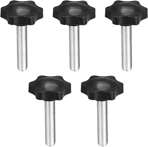 Vista 10 de uxcell Perillas de tornillo de sujeción con abrazadera Pomo de estrella M4 x 0.630 in rosca macho 5 piezas