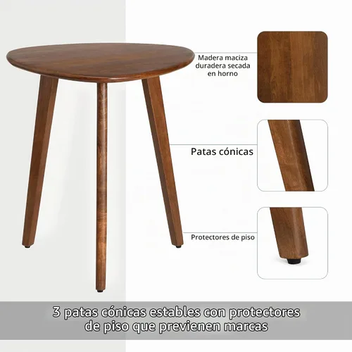 Vista 5 de MH London Mesa auxiliar Wandsworth de madera - Mesas pequeñas hechas a mano exclusivamente diseñadas - Mesa pequeña triangular contemporánea