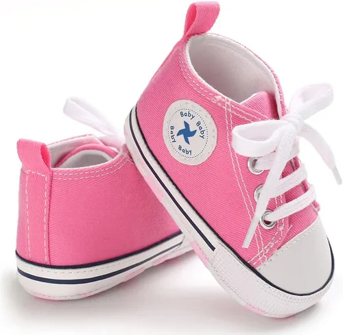 Vista 4 de Zapatos unisex para bebés, niñas y niños, suela suave, lona para recién nacidos, primeros pasos, zapatillas altas antideslizantes