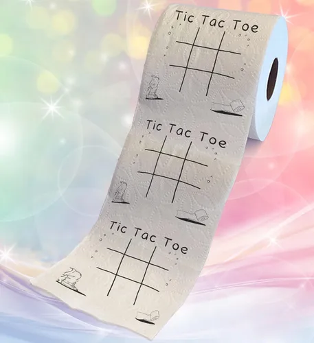 Vista 2 de Printed TP Tic Tac Toe - Papel higiénico impreso - Divertido rollo de papel higiénico para broma, sorpresa, decoración de baño, regalo novedoso