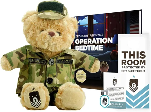 Vista 10 de ZZZ Bears Airman Sleeptight Air Force - Oso de peluche con libro de cuentos y sistema de sueño, regalo reconfortante para niños de la Fuerza Aérea