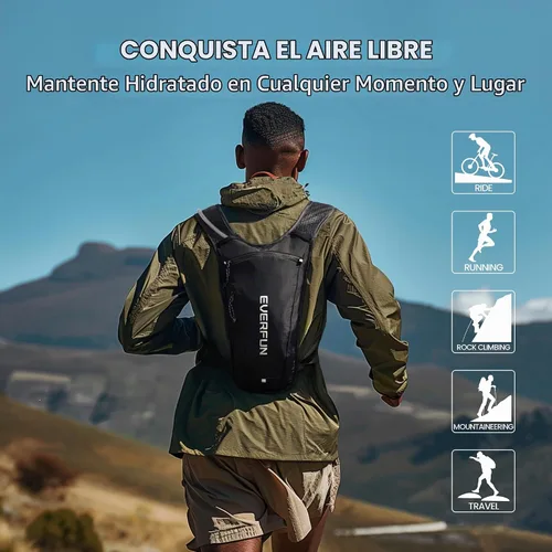Vista 9 de EVERFUN Hydration Backpack Running Vest Small Hiking Water Backpack with 1.5L Water Bladder, Lightweight Reflective Phone Holder Hydro Pack for