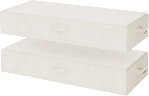 Vista 8 de StorageWorks Almacenamiento debajo de la cama con tapa, paquete de 2 contenedores de almacenamiento debajo de la cama para ropa, ropa de cama y Beige