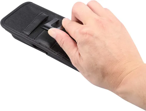 Vista 6 de Funda de nailon para teléfono celular con clip para cinturón, compatible con iPhone 14 Pro Max 13 Pro Max, funda horizontal para teléfono celular