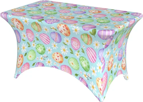 Vista 26 de Mantel rectangular ajustable de elastano elástico con estrellas patrióticas americanas de 4 pies, protector de mesa para fiestas, eventos