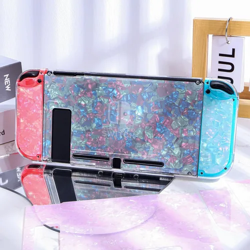 Vista 2 de DLseego Clear Glitter Protective Case for Switch Console 2017, Dockable Sparkle Crystal Bling Irregular Soft & Flexible TPU and Hard PC Shockproof