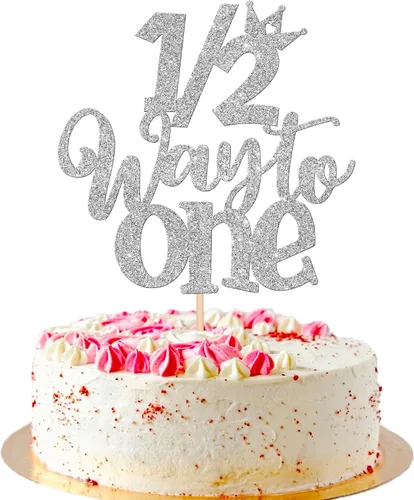 Vista 8 de 1 pieza 1/2 Half Way to One Cake Topper Glitter Half Way to Go Cake Pick Happy 6 Meses Birthday Cake Decor for Baby Happy 6 months Birthday Party