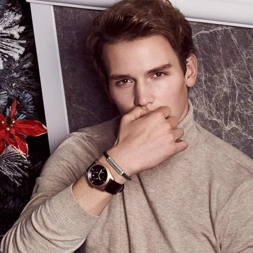 Vista 5 de Carleen Destination - Pulsera de cuero genuino de plata de ley 925 para hombre, cuerda trenzada con dije de energía, cierre de botón de bloqueo, 7.5