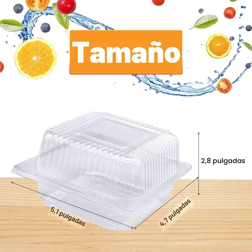 Vista 2 de Jizvxe Paquete de 100 Recipientes de Comida Cuadrados de Plástico Transparente con Bisagras, Recipientes de Plástico Desechables para Llevar