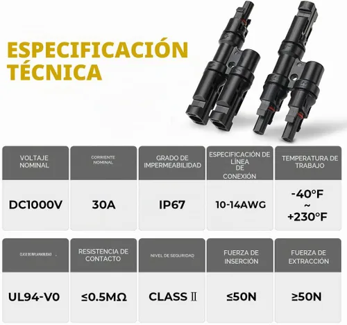 Vista 7 de BougeRV - Conectores solares de rama 2 a 1 conector Y FMM+MFF, 1 par