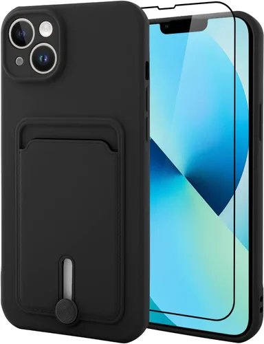 Vista 8 de MZELQ Cartera de TPU Compatible con Funda iPhone 12, Portarjetas Protección de Cámara Cubierta + Protector de Pantalla, Ranura Empujable para Niñas