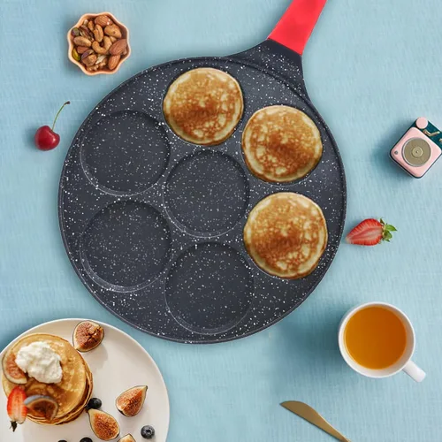 Vista 6 de Sartén para huevos para tortillas, sartén para panqueques de dólares plateados para niños, mini panqueques, sartén antiadherente para desayuno