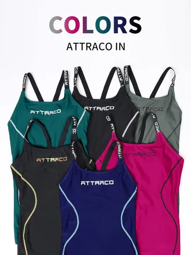 Vista 8 de ATTRACO Traje de baño deportivo de una pieza para mujer, traje de baño competitivo