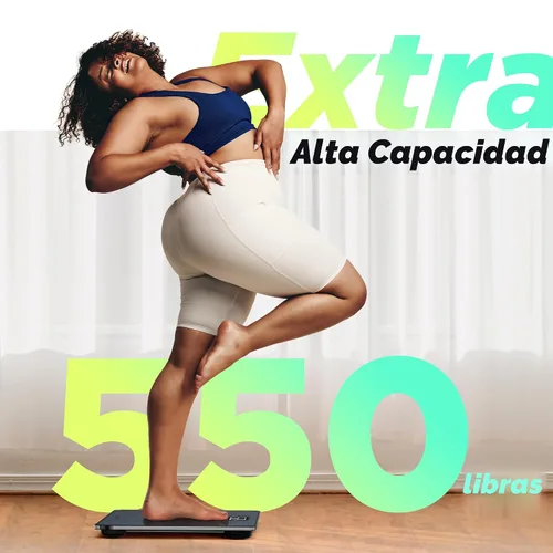 Vista 5 de Báscula digital de baño de 550 libras para peso corporal con plataforma ultra ancha y pantalla LCD grande, báscula precisa de alta precisión