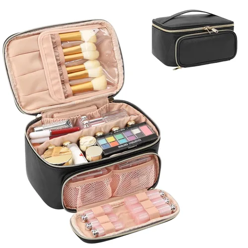 Vista 32 de OCHEAL - Bolsa de maquillaje portátil para cosméticos, estuche organizador de viaje de gran capacidad para mujeres, bolsa de aseo para niñas