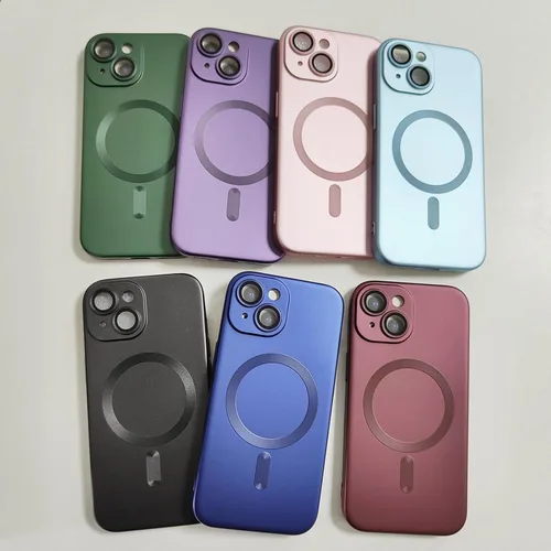 Vista 6 de ankofave Funda Magnética para iPhone 14 Plus para Mujeres, Funda Resistente Mate de Lujo Diseño Suave Metálico con Protector de Lente de Cámara