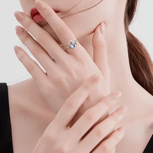 Vista 4 de Anillos de compromiso con la vida en anillos de luna y sol anillos de aniversario de compromiso boda celestial regalos de moda para damas regalos
