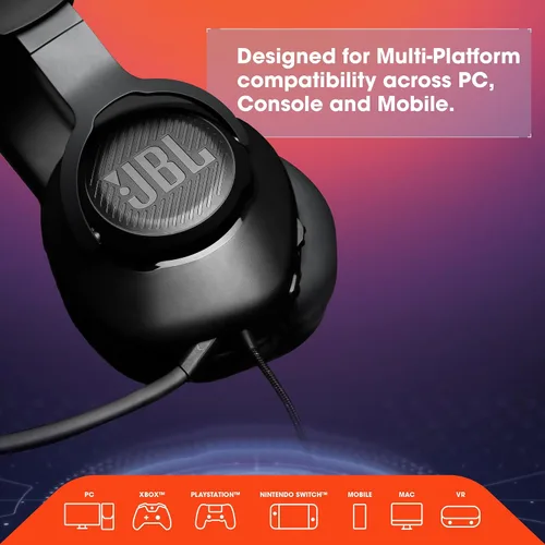 Vista 2 de JBL Quantum 100 - Wired Over-Ear Gaming Headphones - Black,Large,(Pack of 4)