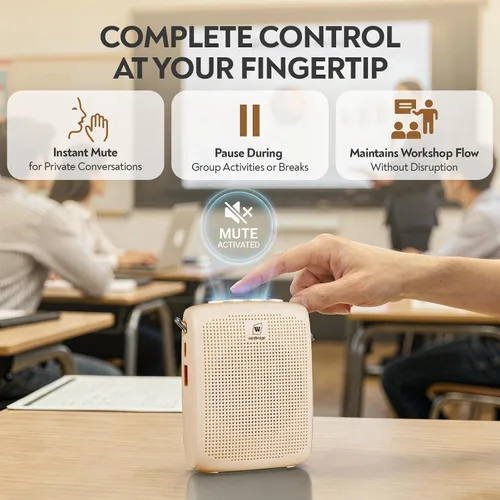 Vista 6 de WinBridge - Amplificador de voz Bluetooth - Micrófono inalámbrico de 15 W, sistema PA portátil para aula/ancianos, altavoz y micrófono