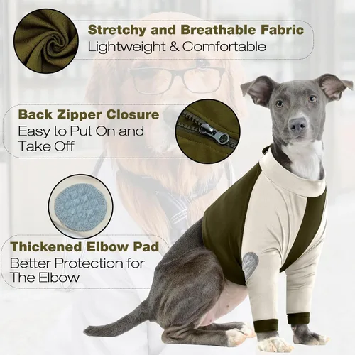 Vista 2 de LeLePet Traje de recuperación para perros para las patas delanteras, manga para perros para detener la lamida, protector de codo para lesiones