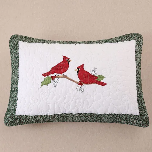 Vista 6 de vctops Juego de edredón acolchado de algodón navideño de 3 piezas (pájaros, Queen extragrande) Juego de ropa de cama de retazos con diseño
