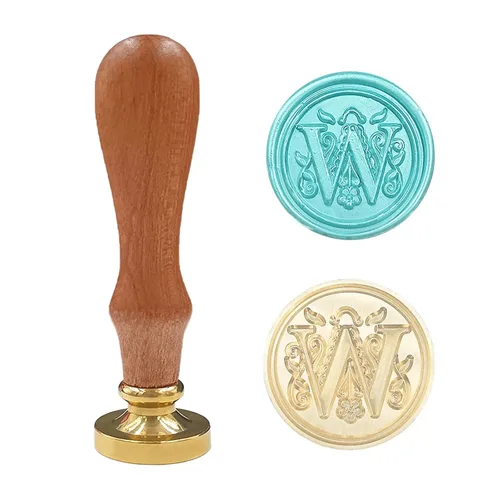 Vista 31 de Sello medieval tradicional de cera del alfabeto, con cabeza de latón, con mango de madera, para tarjetas, sobres, regalo (letra A)