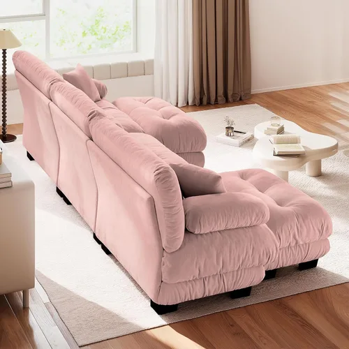 Vista 91 de Sofá Seccional Modular Extragrande de 93.7 pulgadas, Sofá de Dos Plazas Cloud Couch con Almohadas y Cojín Extra Grueso para Sala de Estar, Cine