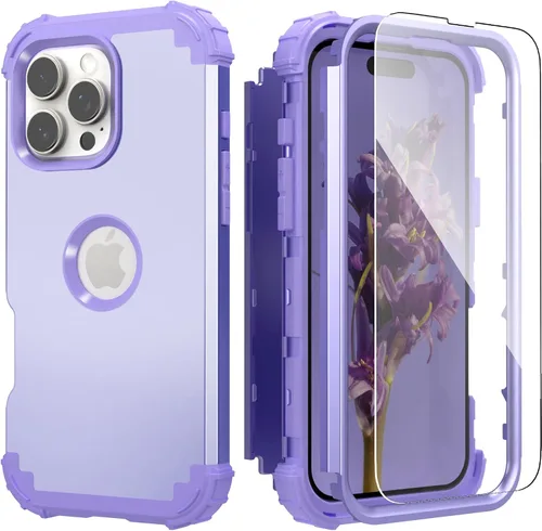 Vista 20 de IDweel Funda para iPhone 16 Pro Max con Protector de Pantalla, 3 en 1 Resistente a Golpes Ajuste Delgado Híbrida de Servicio Pesado Cubierta Dura