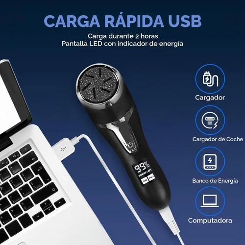 Vista 4 de Nicebirdie Removedor de callos eléctrico para pies con vacío, herramientas de pedicura portátiles premium recargables impermeables de 2 velocidades