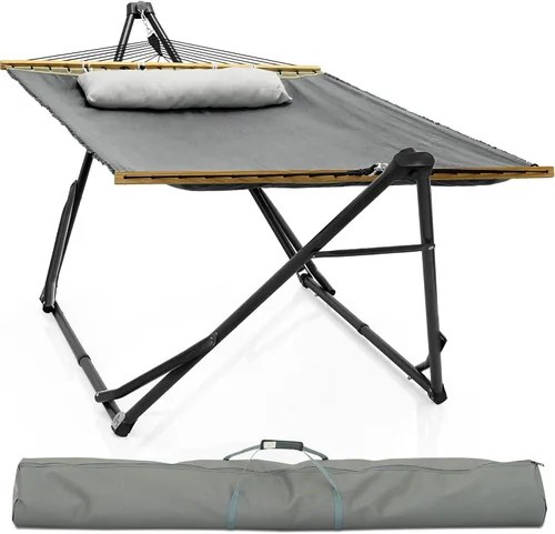 Vista 11 de Soporte de hamaca Tranquillo Uniki con garantía de 3 años, hamaca plegable instantánea de 30s con soporte, hamaca de camping con capacidad de 550 1.