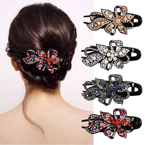 Vista 11 de Pinza para el cabello, 8 piezas de accesorios para el cabello con diamantes de imitación brillantes para mujer, pinzas decorativas de moda