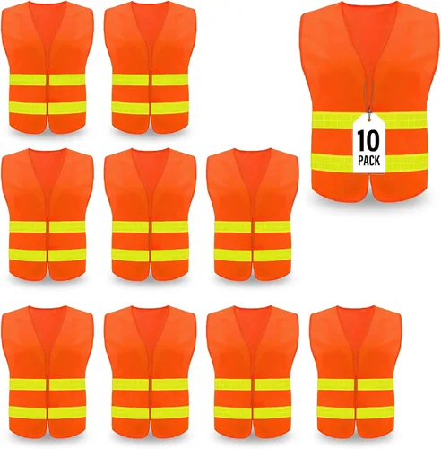 Vista 10 de Chaleco de seguridad, chaleco reflectante de alta visibilidad para hombres, trabajo, ciclismo, corredor, topógrafo, voluntario, carretera