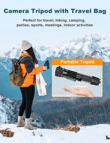 Vista 8 de Trípode para cámara de teléfono, soporte de trípode DSLR de 67 pulgadas con soporte remoto para teléfono, trípodes de viaje de aluminio para fotos