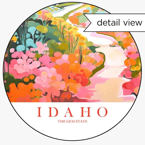 Vista 3 de ColorAndFlair Idaho Travel Print Gem State Souvenir ID Nature Pink Orange Teal Wall Art Mountains Landscape Retro Poster (8x10 inches)