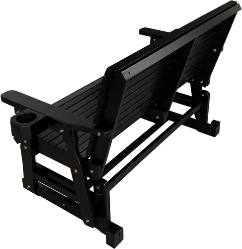 Vista 8 de Hamaca de patio Fortune Candy con portavasos, alta parte posterior enrollada y asiento perfilado profundo, resistente de 800 libras (Negro, 2 plazas)