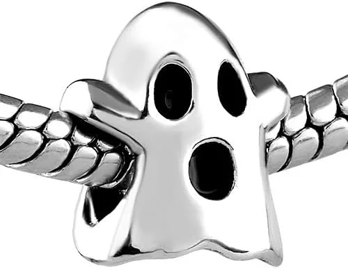 Vista 4 de MiiFort Bonito dije de fantasma de Halloween compatible con pulseras Pandora, Casper blanco, hija, hermana, nieta, Metal, No es una piedra preciosa