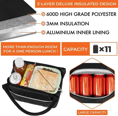 Vista 2 de opux Bolsa de almuerzo para mujer, lonchera aislada tipo tote para niñas, para el trabajo y la escuela de adultos, pequeña bolsa enfriadora