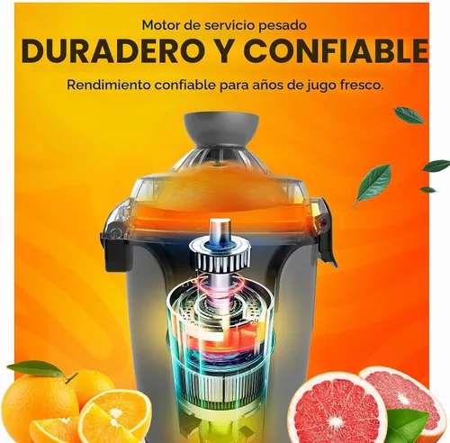 Vista 5 de Eurolux Exprimidor eléctrico de cítricos manos libres, exprimidor de limón y pomelo naranja y lima, fácil de limpiar, 2 tamaños de cono (gris)