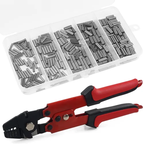 Vista 10 de Kit de herramientas de crimpado de pesca, herramienta de crimpado de alambre, alicates de crimpado de pesca de acero inoxidable con 300 piezas