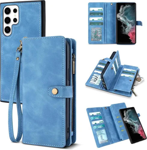 Vista 28 de TwoHead - Funda tipo cartera para Samsung Galaxy S22, 11 tarjeteros, color negro Sueño Negro