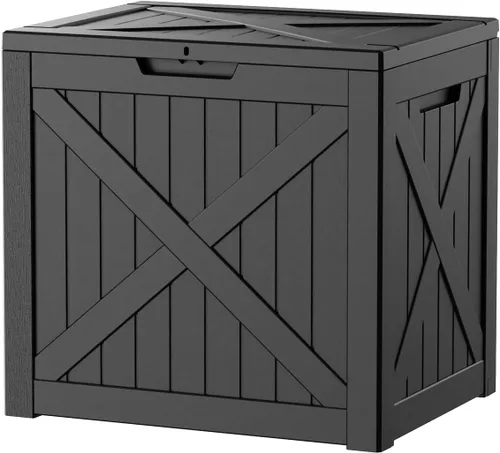 Vista 17 de EasyUp - Caja de almacenamiento para exteriores de 50 galones, impermeable, con cerradura 2-Gris